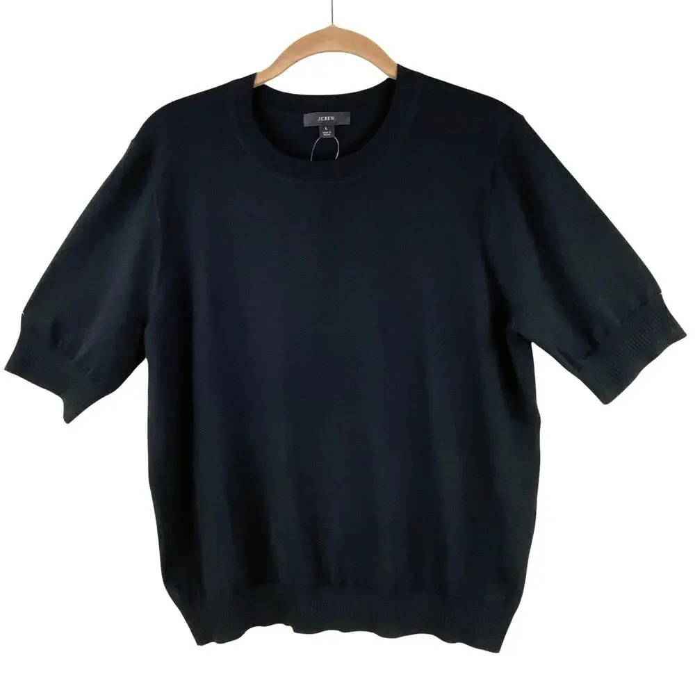 J. Crew Soft Summer Sweater Size L Black New With Tags Basic Staple